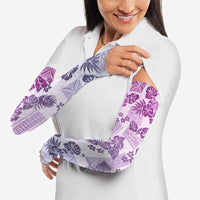 Vintage Hawaii Arm Sleeves Hibiscus Tapa Tribal With Hawaiian Quilt Pattern Violet - Polynesian Pride
