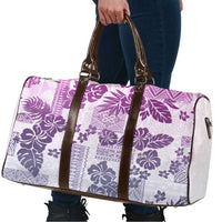 Vintage Hawaii Travel Bag Hibiscus Tapa Tribal With Hawaiian Quilt Pattern Violet - Polynesian Pride