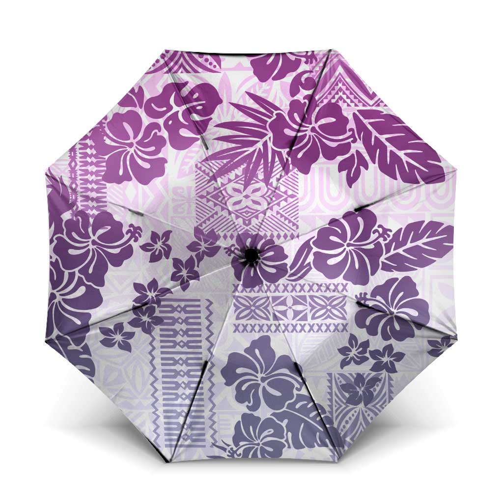 Vintage Hawaii Umbrella Hibiscus Tapa Tribal With Hawaiian Quilt Pattern Violet - Polynesian Pride