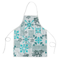 Hawaii Tapa Tribal Apron With Hawaiian Quilt Pattern Aqua - Polynesian Pride