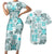 Hawaii Tapa Tribal Couples Matching Short Sleeve Bodycon Dress and Hawaiian Shirt With Hawaiian Quilt Pattern Aqua LT9 Aqua - Polynesian Pride