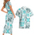 Hawaii Tapa Tribal Couples Matching Short Sleeve Bodycon Dress and Hawaiian Shirt With Hawaiian Quilt Pattern Aqua LT9 - Polynesian Pride