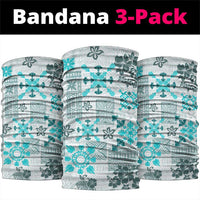 Hawaii Tapa Tribal Neck Gaiter With Hawaiian Quilt Pattern Aqua - Polynesian Pride