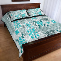 Hawaii Tapa Tribal Quilt Bed Set With Hawaiian Quilt Pattern Aqua LT9 - Polynesian Pride