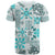 Hawaii Tapa Tribal T Shirt With Hawaiian Quilt Pattern Aqua LT9 - Polynesian Pride