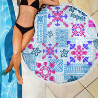 Hawaii Tapa Tribal Beach Blanket With Hawaiian Quilt Pattern Blue LT9 - Wonder Print Shop