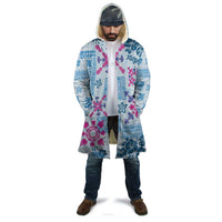 Hawaii Tapa Tribal Cloak With Hawaiian Quilt Pattern Blue - Polynesian Pride