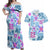 Hawaii Tapa Tribal Couples Matching Off Shoulder Maxi Dress and Hawaiian Shirt With Hawaiian Quilt Pattern Blue LT9 Blue - Polynesian Pride