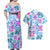 Hawaii Tapa Tribal Couples Matching Off Shoulder Maxi Dress and Hawaiian Shirt With Hawaiian Quilt Pattern Blue LT9 - Polynesian Pride