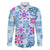 Hawaii Tapa Tribal Family Matching Off Shoulder Long Sleeve Dress and Hawaiian Shirt With Hawaiian Quilt Pattern Blue LT9 Dad's Shirt - Long Sleeve Blue - Polynesian Pride