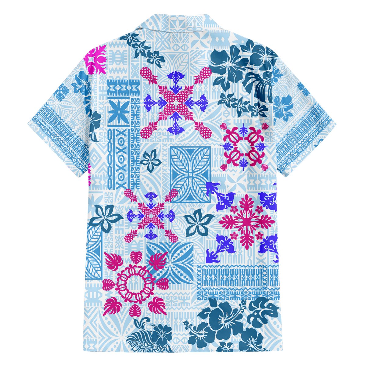 Hawaii Tapa Tribal Hawaiian Shirt With Hawaiian Quilt Pattern Blue LT9 - Polynesian Pride