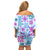 Hawaii Tapa Tribal Off Shoulder Short Dress With Hawaiian Quilt Pattern Blue LT9 - Polynesian Pride