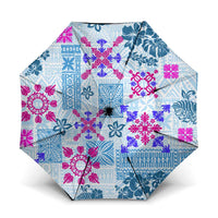 Hawaii Tapa Tribal Umbrella With Hawaiian Quilt Pattern Blue - Polynesian Pride