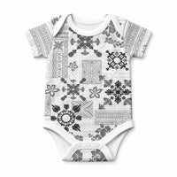 Hawaii Tapa Tribal Baby Onesie With Hawaiian Quilt Pattern Black LT9 Black - Polynesian Pride