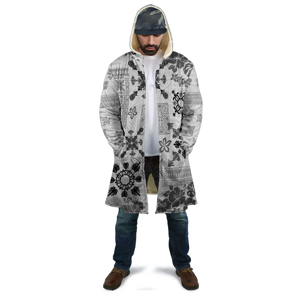 Hawaii Tapa Tribal Cloak With Hawaiian Quilt Pattern Black - Polynesian Pride