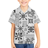 Hawaii Tapa Tribal Family Matching Off Shoulder Short Dress and Hawaiian Shirt With Hawaiian Quilt Pattern Black LT9 Son's Shirt Black - Polynesian Pride
