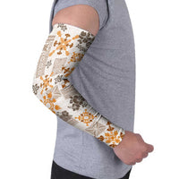 Hawaii Tapa Tribal Arm Sleeves With Hawaiian Quilt Pattern Gold - Polynesian Pride