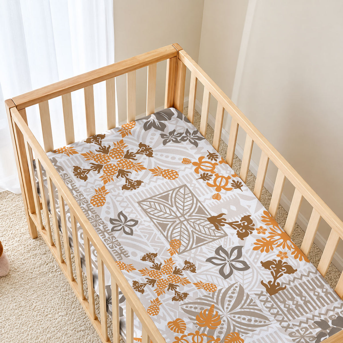 Hawaii Tapa Tribal Baby Bed Cover With Hawaiian Quilt Pattern Gold LT9 - Polynesian Pride