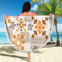 Hawaii Tapa Tribal Beach Blanket With Hawaiian Quilt Pattern Gold LT9 - Wonder Print Shop