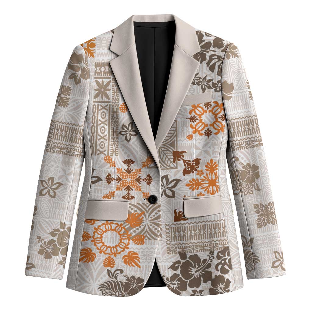 Hawaii Tapa Tribal Blazer With Hawaiian Quilt Pattern Gold - Polynesian Pride