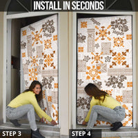 Hawaii Tapa Tribal Door Cover With Hawaiian Quilt Pattern Gold - Polynesian Pride