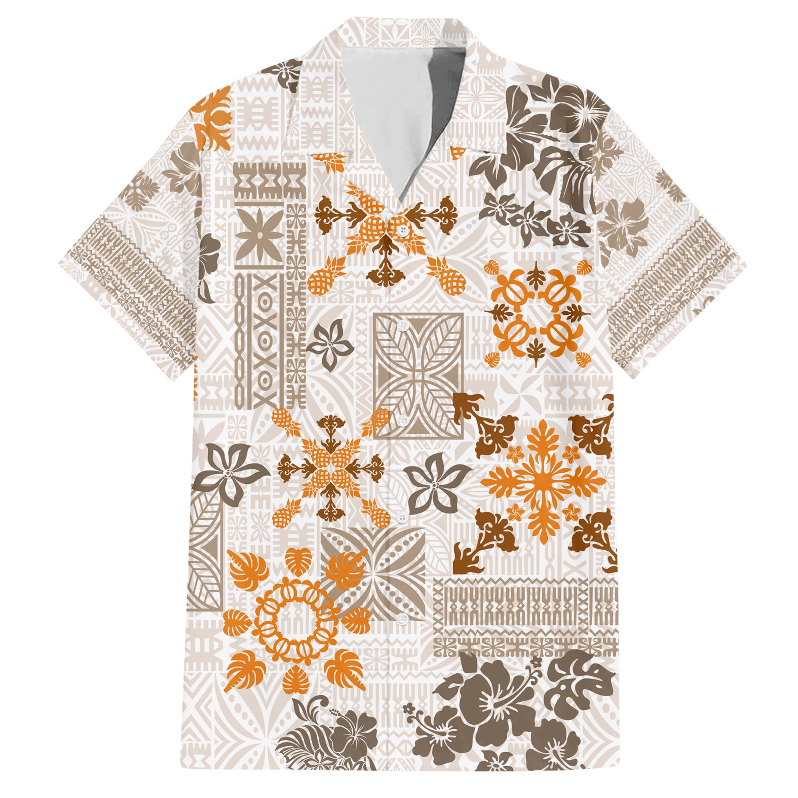 Hawaii Tapa Tribal Hawaiian Shirt With Hawaiian Quilt Pattern Gold LT9 Gold - Polynesian Pride