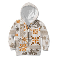 Hawaii Tapa Tribal Kid Hoodie With Hawaiian Quilt Pattern Gold LT9 - Polynesian Pride