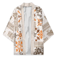 Hawaii Tapa Tribal Kimono With Hawaiian Quilt Pattern Gold - Polynesian Pride