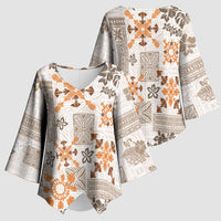 Hawaii Tapa Tribal Kimono Sleeve Blouse With Hawaiian Quilt Pattern Gold - Polynesian Pride