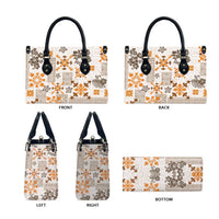 Hawaii Tapa Tribal Leather Bag With Hawaiian Quilt Pattern Gold - Polynesian Pride