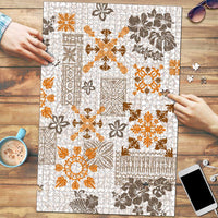 Hawaii Tapa Tribal Puzzle With Hawaiian Quilt Pattern Gold - Polynesian Pride