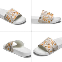 Hawaii Tapa Tribal Slide Sandals With Hawaiian Quilt Pattern Gold - Polynesian Pride