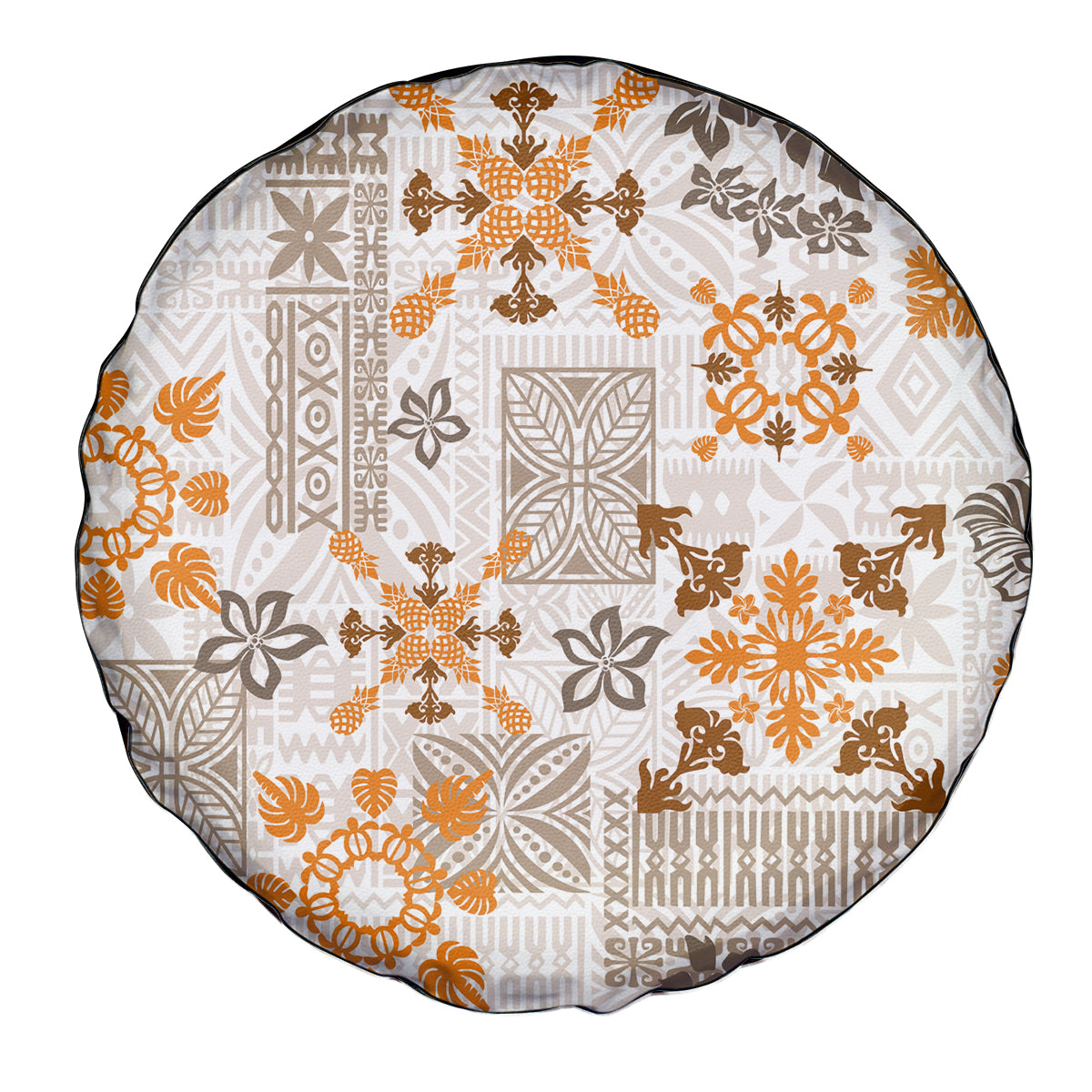 Hawaii Tapa Tribal Spare Tire Cover With Hawaiian Quilt Pattern Gold LT9 - Polynesian Pride
