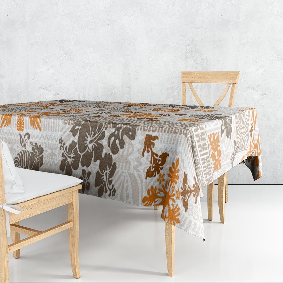 Hawaii Tapa Tribal Tablecloth With Hawaiian Quilt Pattern Gold LT9 - Polynesian Pride