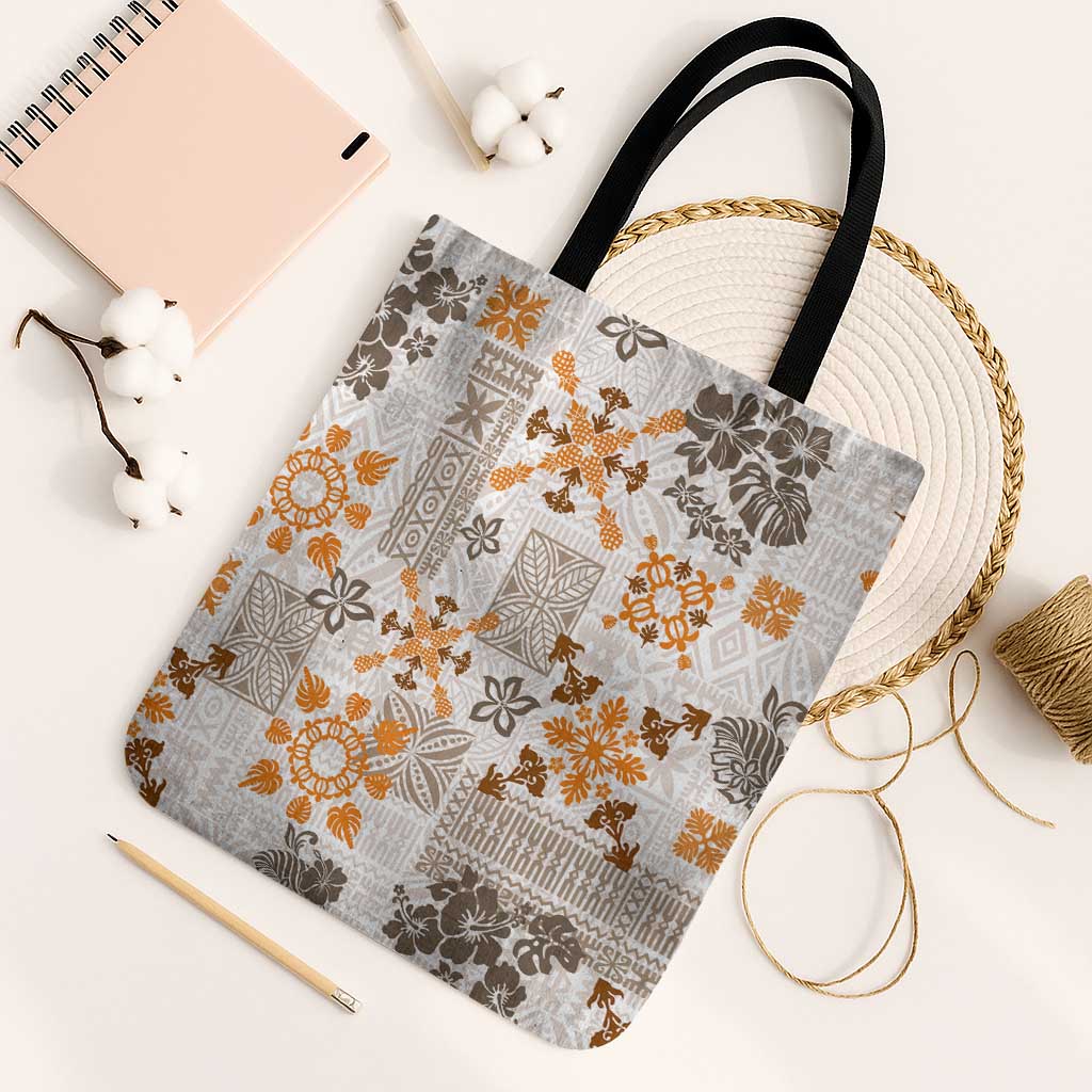 Hawaii Tapa Tribal Tote Bag With Hawaiian Quilt Pattern Gold - Polynesian Pride