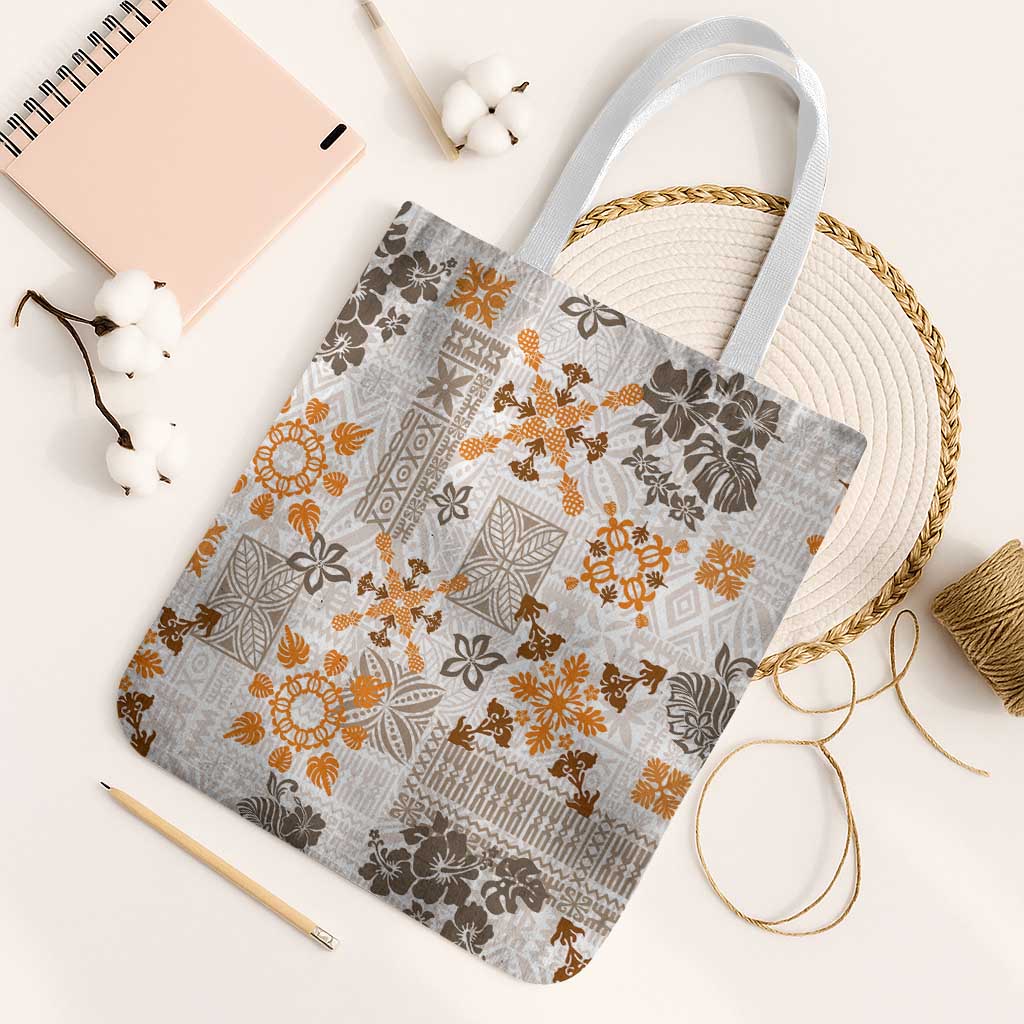 Hawaii Tapa Tribal Tote Bag With Hawaiian Quilt Pattern Gold - Polynesian Pride