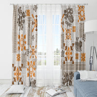 Hawaii Tapa Tribal Window Curtain With Hawaiian Quilt Pattern Gold LT9 - Polynesian Pride
