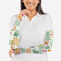 Hawaii Tapa Tribal Arm Sleeves With Hawaiian Quilt Pattern Green - Polynesian Pride