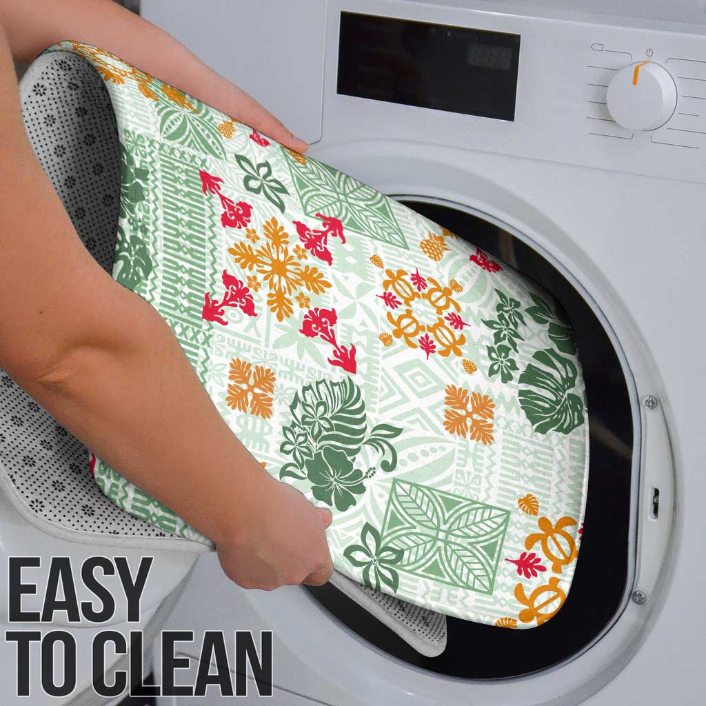 Hawaii Tapa Tribal Bathroom Set With Hawaiian Quilt Pattern Green - Polynesian Pride