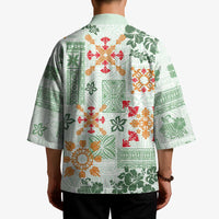 Hawaii Tapa Tribal Kimono With Hawaiian Quilt Pattern Green - Polynesian Pride