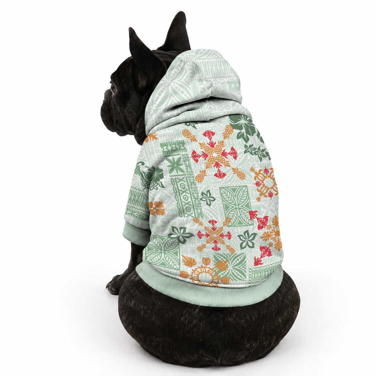 Hawaii Tapa Tribal Pet Hoodie With Hawaiian Quilt Pattern Green LT9 - Polynesian Pride