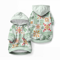 Hawaii Tapa Tribal Pet Hoodie With Hawaiian Quilt Pattern Green LT9 Pullover Green - Polynesian Pride