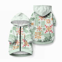Hawaii Tapa Tribal Pet Hoodie With Hawaiian Quilt Pattern Green LT9 Zip-up Green - Polynesian Pride