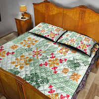 Hawaii Tapa Tribal Quilt Bed Set With Hawaiian Quilt Pattern Green LT9 - Polynesian Pride