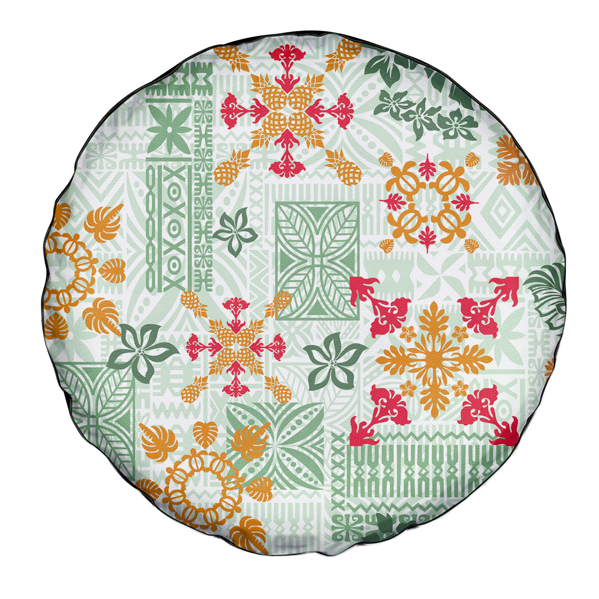 Hawaii Tapa Tribal Spare Tire Cover With Hawaiian Quilt Pattern Green LT9 - Polynesian Pride