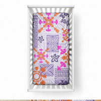 Hawaii Tapa Tribal Baby Bed Cover With Hawaiian Quilt Pattern Violet LT9 28 × 52 in Violet - Polynesian Pride