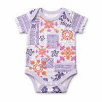 Hawaii Tapa Tribal Baby Onesie With Hawaiian Quilt Pattern Violet LT9 Violet - Polynesian Pride