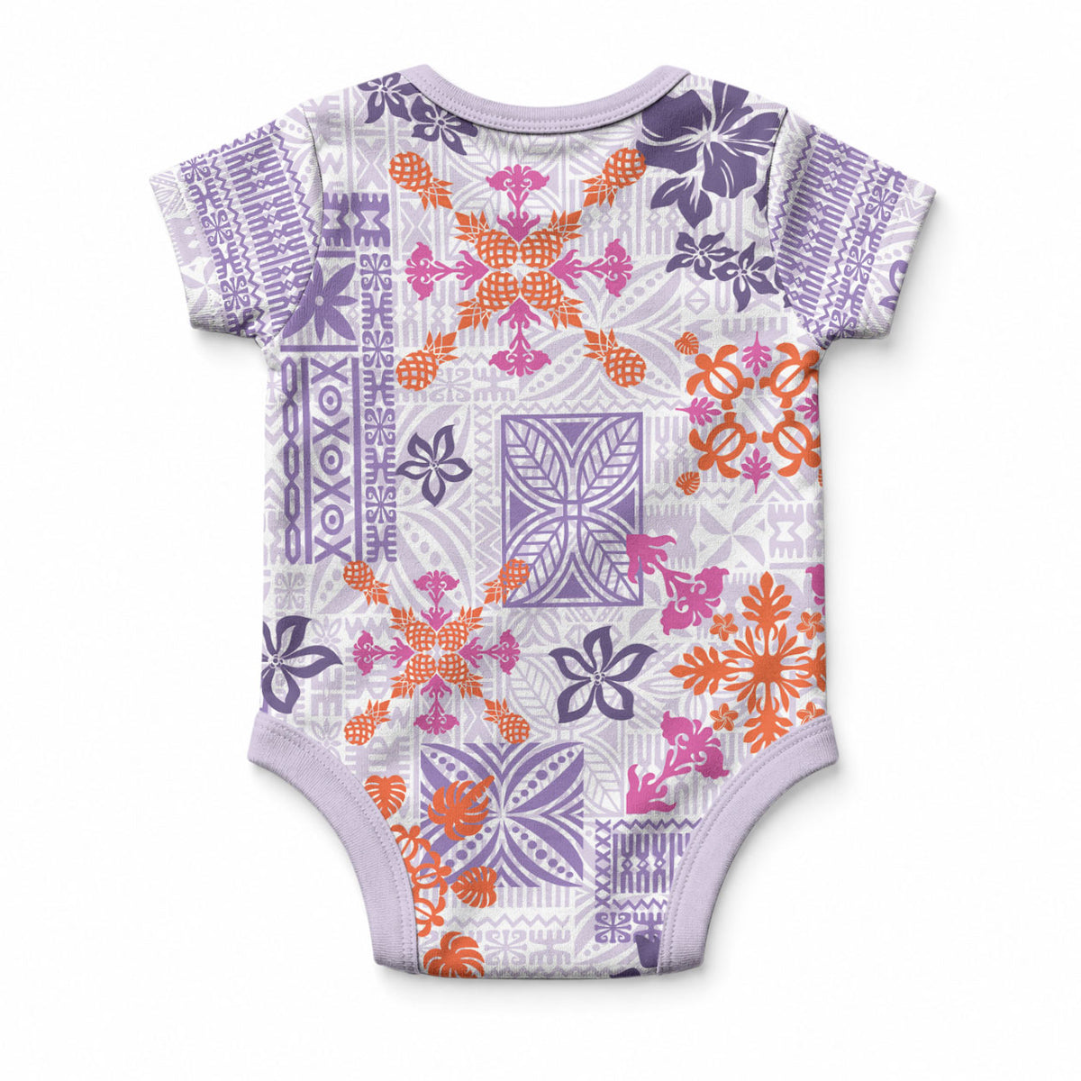 Hawaii Tapa Tribal Baby Onesie With Hawaiian Quilt Pattern Violet LT9 - Polynesian Pride