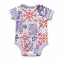 Hawaii Tapa Tribal Baby Onesie With Hawaiian Quilt Pattern Violet LT9 - Polynesian Pride