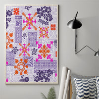 Hawaii Tapa Tribal Canvas Wall Art With Hawaiian Quilt Pattern Violet LT9 - Polynesian Pride